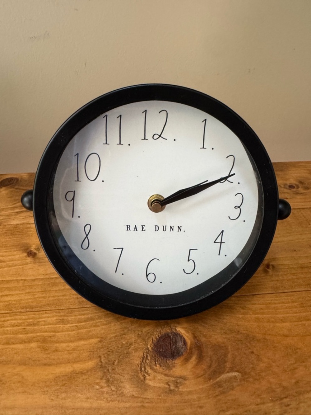 Rae Dunn Black and White Round Table Clock